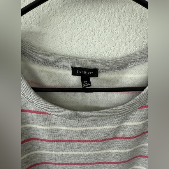 Talbots Gray Sweater with Pink Stripes - Picture 2 of 6